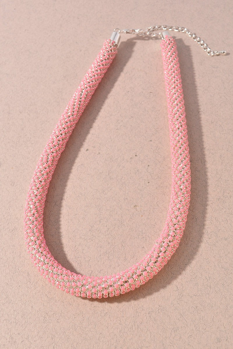 Pink Luxe Rhinestone Casting Necklace