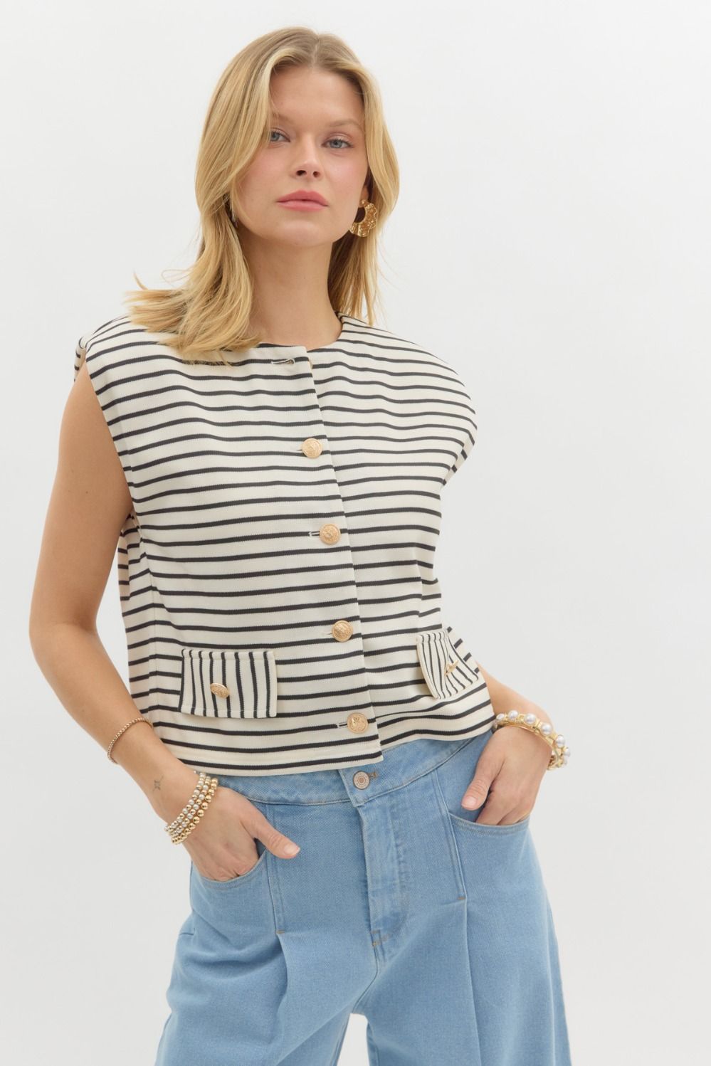 Paris Top in Ecru/Black