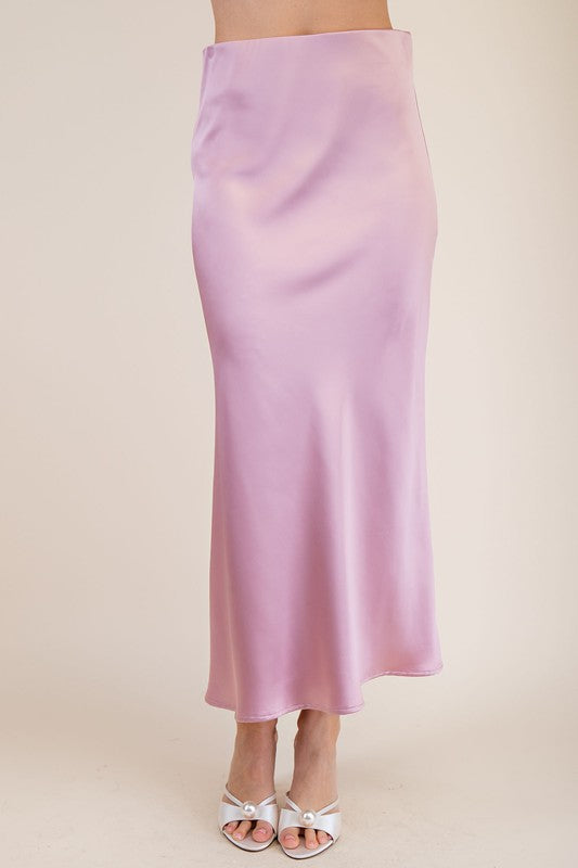 Blush Midi Satin Skirt