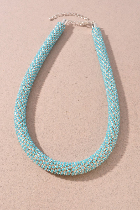Turquoise Luxe Rhinestone Casting Necklace