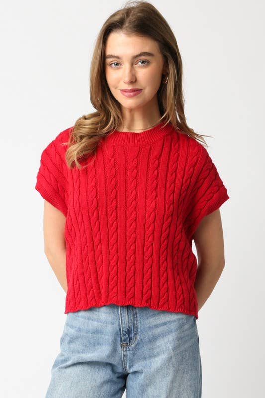 Alina Sweater Vest Top: Burgundy / Contemporary / M