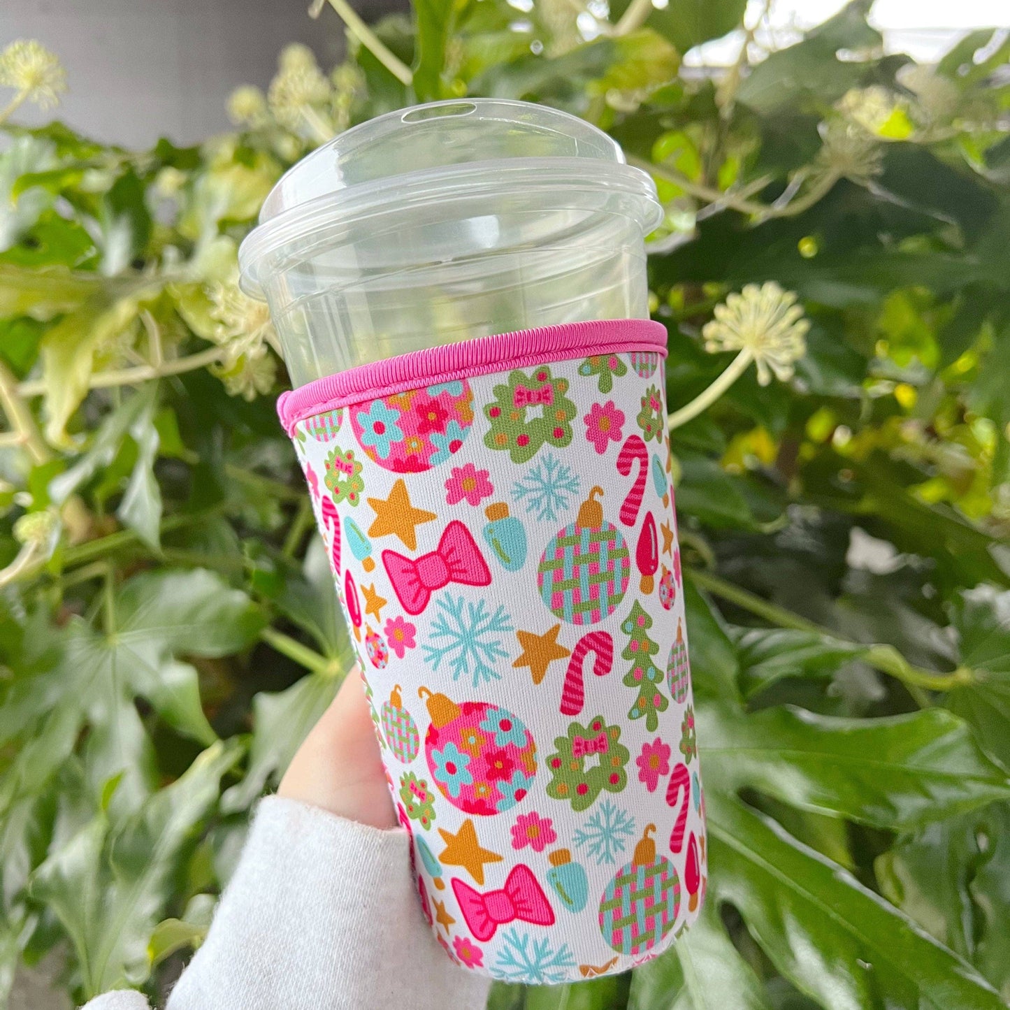 Coffee Cup Cover - Pink Christmas: Small / 16oz