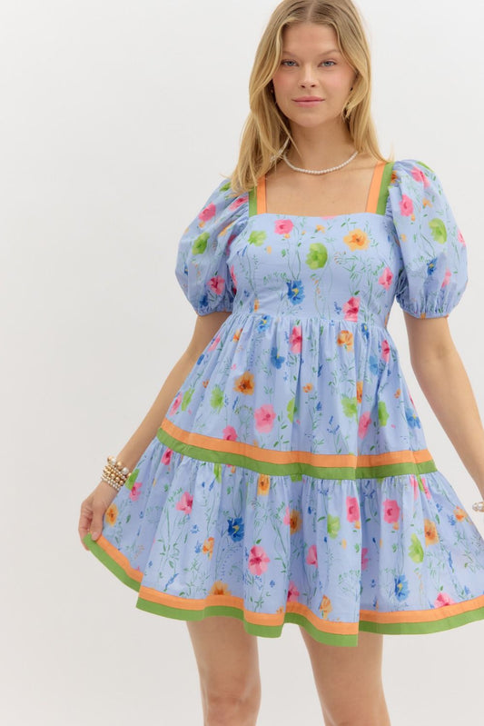 Blossom Mini Dress in Chambray