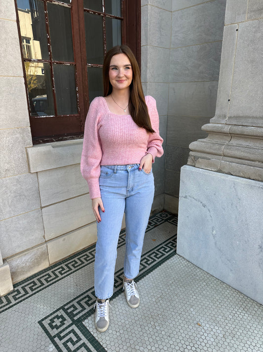 Pink Sweater with Sequin Detail