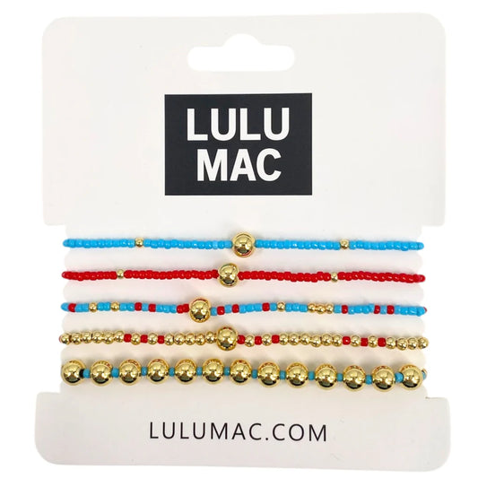 LULU MAC Blue/Red Bracelet Set