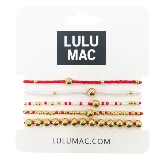 LULU MAC Red/White Bracelet Set