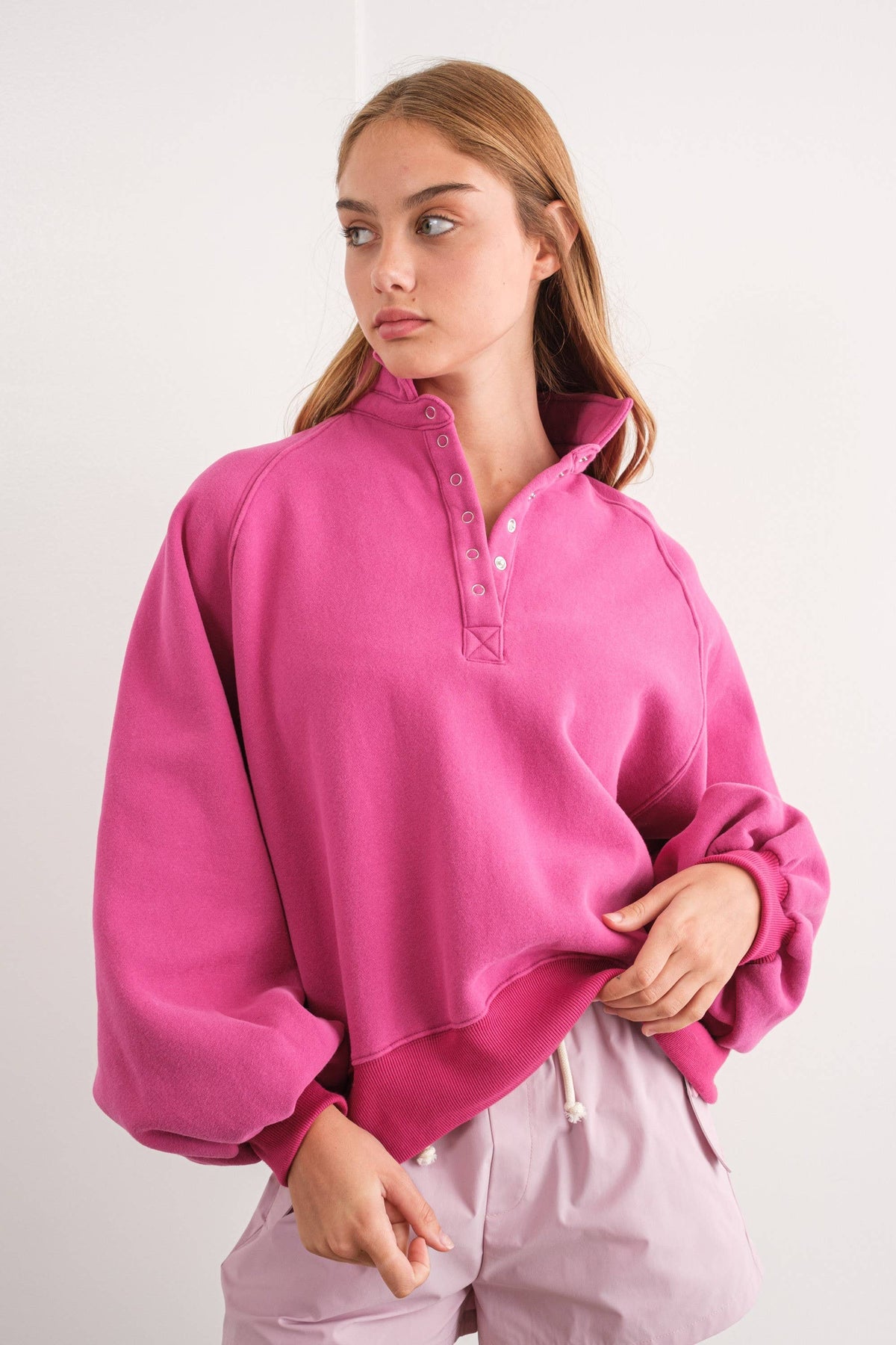 PT16060 - Piper Snap Button Collared Sweater: WINE / S