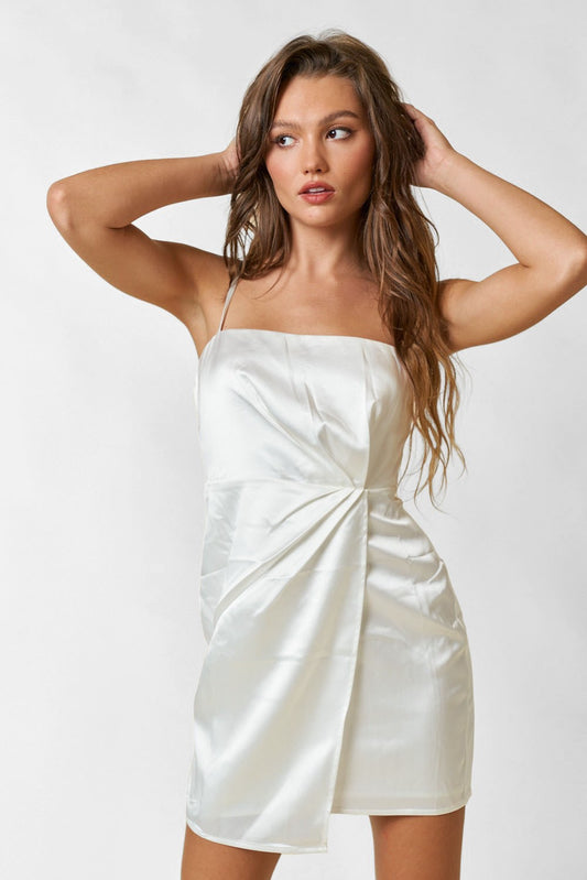 Saylor White Satin Mini Dress