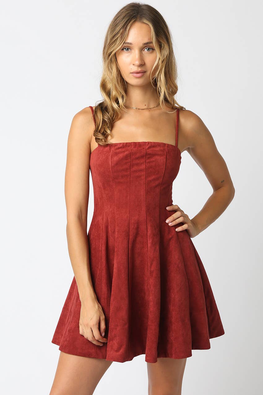 Litzy Suede Dress: Brown / Contemporary / S