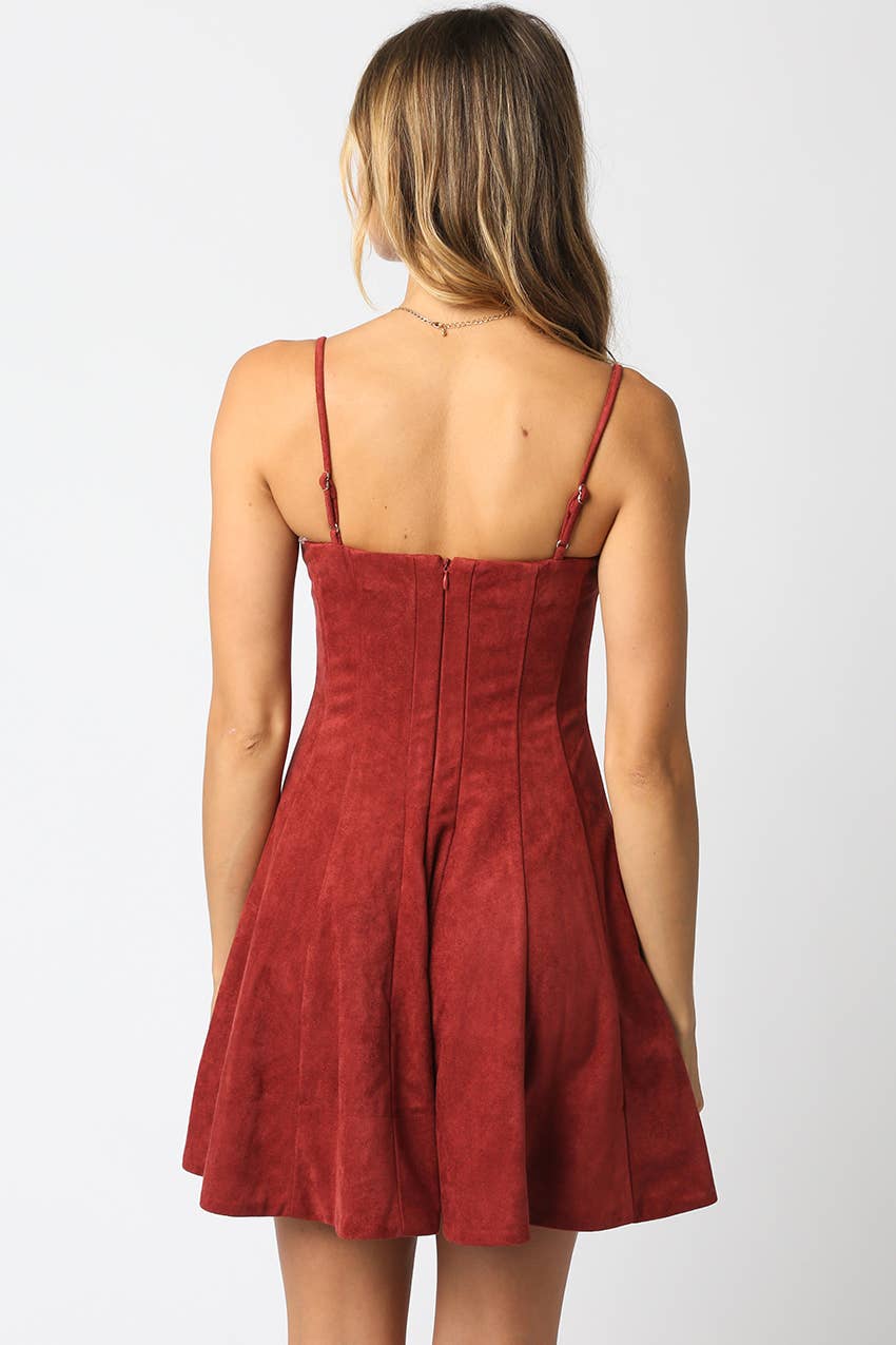 Litzy Suede Dress: Brown / Contemporary / S