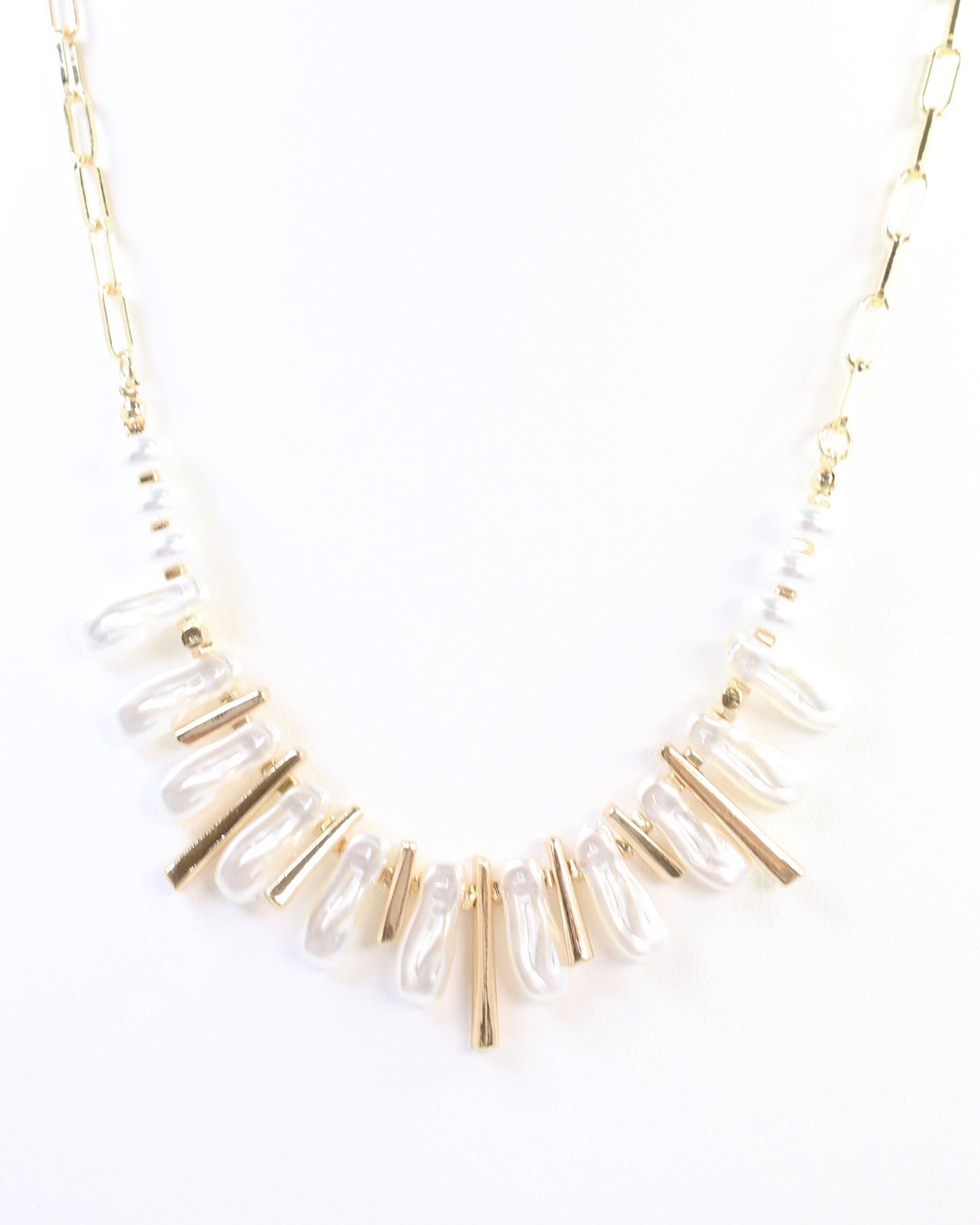 Anchorage Link and Pearl Necklace Gold: Default