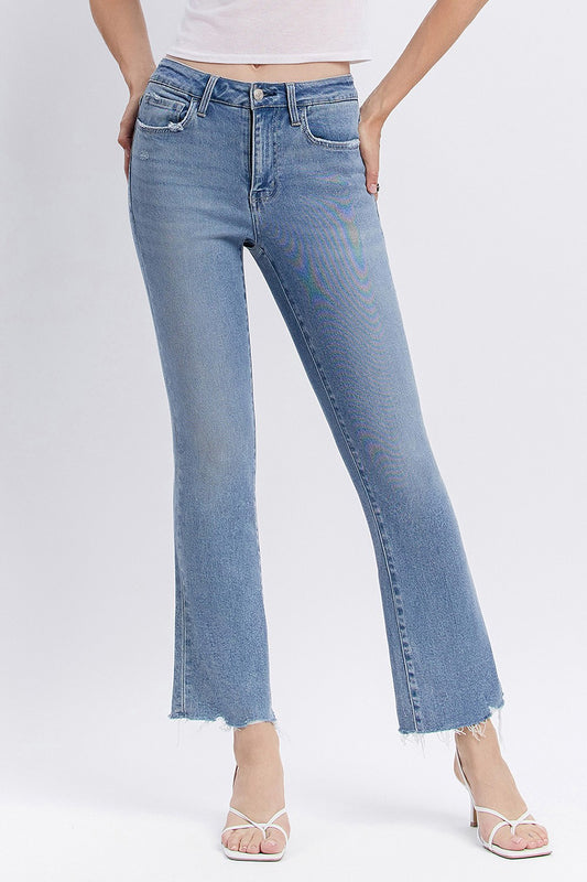 Ambient High Rise Raw Hem Kick Flare Jeans