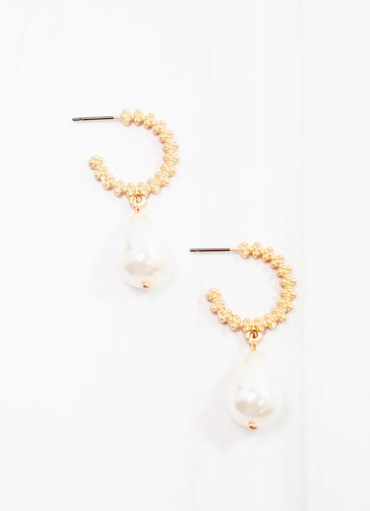 Ramsey Hoop Earring with Pearl Gold